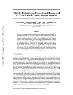 TripletCLIP: Improving Compositional Reasoning of CLIP via Synthetic
  Vision-Language Negatives