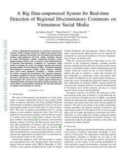 A Big Data-empowered System for Real-time Detection of Regional
  Discriminatory Comments on Vietnamese Social Media