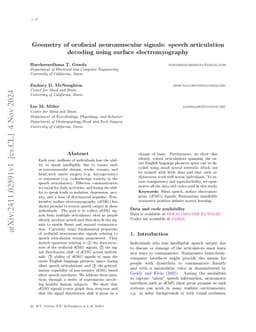 Geometry of orofacial neuromuscular signals: speech articulation
  decoding using surface electromyography