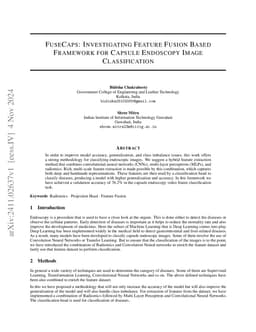 FUSECAPS: Investigating Feature Fusion Based Framework for Capsule
  Endoscopy Image Classification