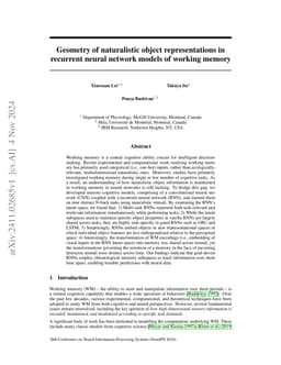 Geometry of naturalistic object representations in recurrent neural
  network models of working memory