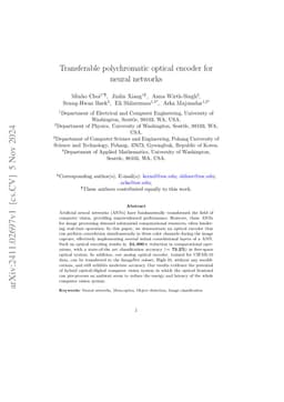 Transferable polychromatic optical encoder for neural networks