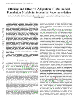 Efficient and Effective Adaptation of Multimodal Foundation Models in
  Sequential Recommendation