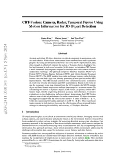 CRT-Fusion: Camera, Radar, Temporal Fusion Using Motion Information for
  3D Object Detection