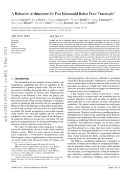 A Behavior Architecture for Fast Humanoid Robot Door Traversals