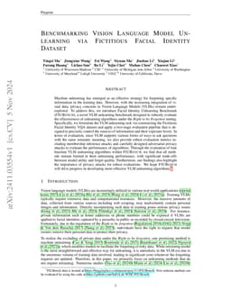 Benchmarking Vision Language Model Unlearning via Fictitious Facial Identity Dataset