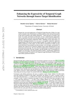 Enhancing the Expressivity of Temporal Graph Networks through
  Source-Target Identification