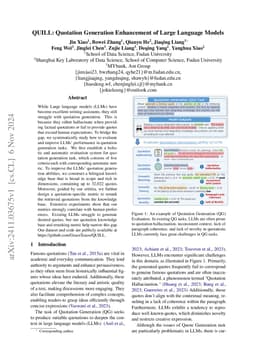 QUILL: Quotation Generation Enhancement of Large Language Models