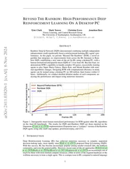 Beyond The Rainbow: High Performance Deep Reinforcement Learning On A
  Desktop PC