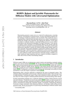 ROBIN: Robust and Invisible Watermarks for Diffusion Models with Adversarial Optimization