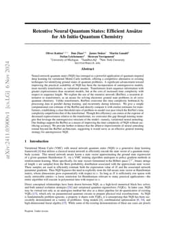 Retentive Neural Quantum States: Efficient Ansätze for Ab Initio
  Quantum Chemistry