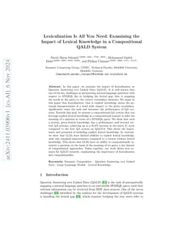 Lexicalization Is All You Need: Examining the Impact of Lexical
  Knowledge in a Compositional QALD System