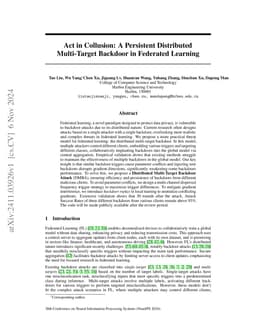 Act in Collusion: A Persistent Distributed Multi-Target Backdoor in
  Federated Learning