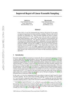 Improved Regret of Linear Ensemble Sampling