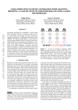 Long-Form Text-to-Music Generation with Adaptive Prompts: A Case of Study in Tabletop Role-Playing Games Soundtracks