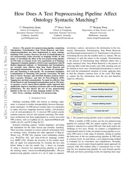 How Does A Text Preprocessing Pipeline Affect Ontology Syntactic Matching?