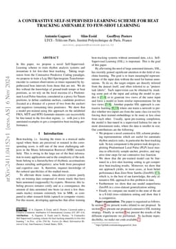 A Contrastive Self-Supervised Learning scheme for beat tracking amenable
  to few-shot learning