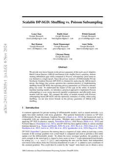 Scalable DP-SGD: Shuffling vs. Poisson Subsampling