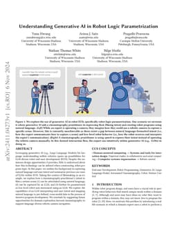 Understanding Generative AI in Robot Logic Parametrization