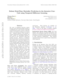 Robust Real-Time Mortality Prediction in the Intensive Care Unit using
  Temporal Difference Learning