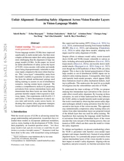 Unfair Alignment: Examining Safety Alignment Across Vision Encoder
  Layers in Vision-Language Models
