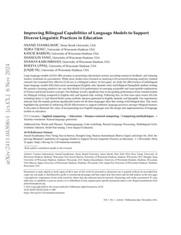 Improving Bilingual Capabilities of Language Models to Support Diverse
  Linguistic Practices in Education