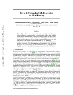 Towards Optimizing SQL Generation via LLM Routing