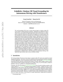 LidaRefer: Outdoor 3D Visual Grounding for Autonomous Driving with
  Transformers