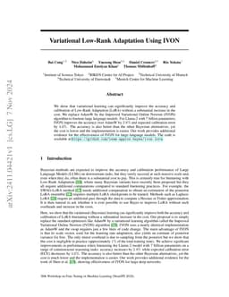 Variational Low-Rank Adaptation Using IVON