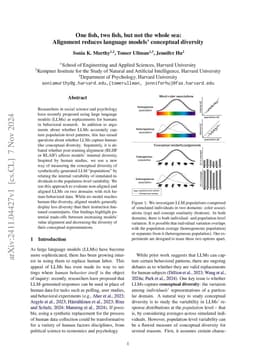 One fish, two fish, but not the whole sea: Alignment reduces language
  models' conceptual diversity