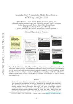 Magentic-One: A Generalist Multi-Agent System for Solving Complex Tasks