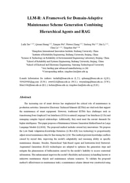 LLM-R: A Framework for Domain-Adaptive Maintenance Scheme Generation
  Combining Hierarchical Agents and RAG
