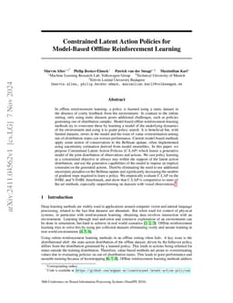 Constrained Latent Action Policies for Model-Based Offline Reinforcement Learning