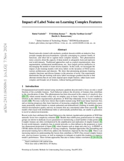 Impact of Label Noise on Learning Complex Features