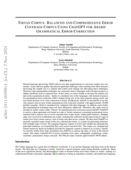 Tibyan Corpus: Balanced and Comprehensive Error Coverage Corpus Using
  ChatGPT for Arabic Grammatical Error Correction