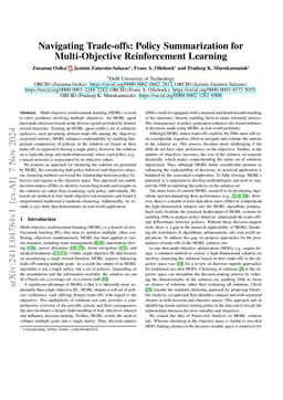 Navigating Trade-offs: Policy Summarization for Multi-Objective
  Reinforcement Learning