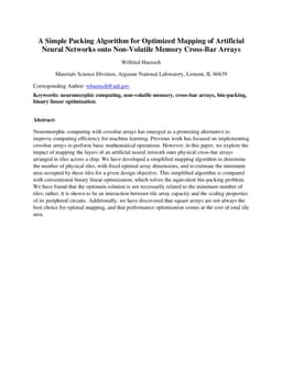 A Simple Packing Algorithm for Optimized Mapping of Artificial Neural
  Networks onto Non-Volatile Memory Cross-Bar Arrays