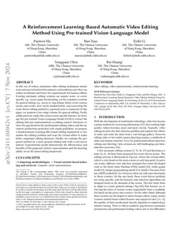 A Reinforcement Learning-Based Automatic Video Editing Method Using
  Pre-trained Vision-Language Model
