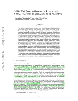 DINO-WM: World Models on Pre-trained Visual Features enable Zero-shot Planning