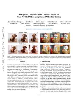 ReCapture: Generative Video Camera Controls for User-Provided Videos
  using Masked Video Fine-Tuning