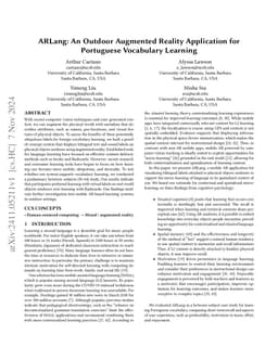 ARLang: An Outdoor Augmented Reality Application for Portuguese
  Vocabulary Learning