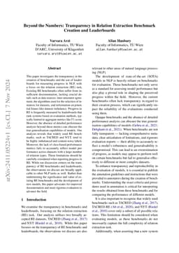 Beyond the Numbers: Transparency in Relation Extraction Benchmark
  Creation and Leaderboards