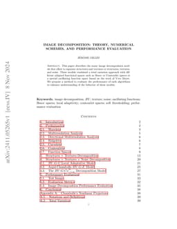 Image Decomposition: Theory, Numerical Schemes, and Performance
  Evaluation