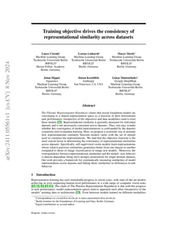 Objective drives the consistency of representational similarity across datasets