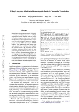Using Language Models to Disambiguate Lexical Choices in Translation