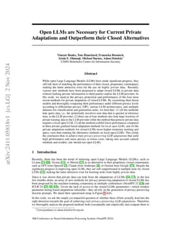 Open LLMs are Necessary for Current Private Adaptations and Outperform
  their Closed Alternatives