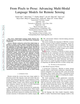 From Pixels to Prose: Advancing Multi-Modal Language Models for Remote
  Sensing