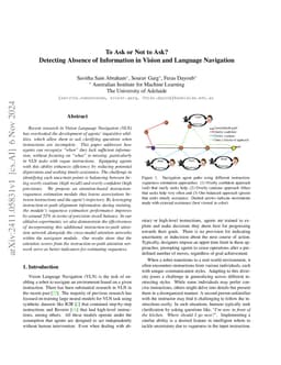 To Ask or Not to Ask? Detecting Absence of Information in Vision and
  Language Navigation