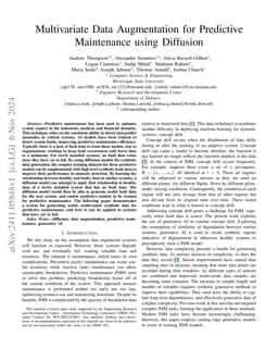 Multivariate Data Augmentation for Predictive Maintenance using
  Diffusion