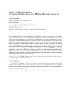 Harmful YouTube Video Detection: A Taxonomy of Online Harm and MLLMs as
  Alternative Annotators